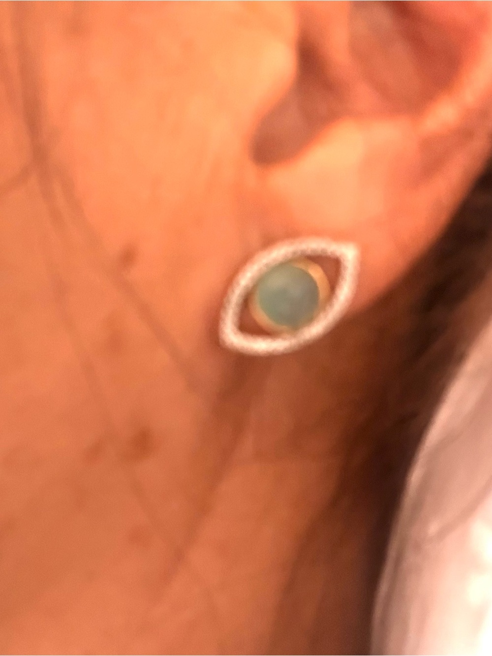 Gold-Tone Aqua Stone Halo Stud Earrings - Women Jewelry